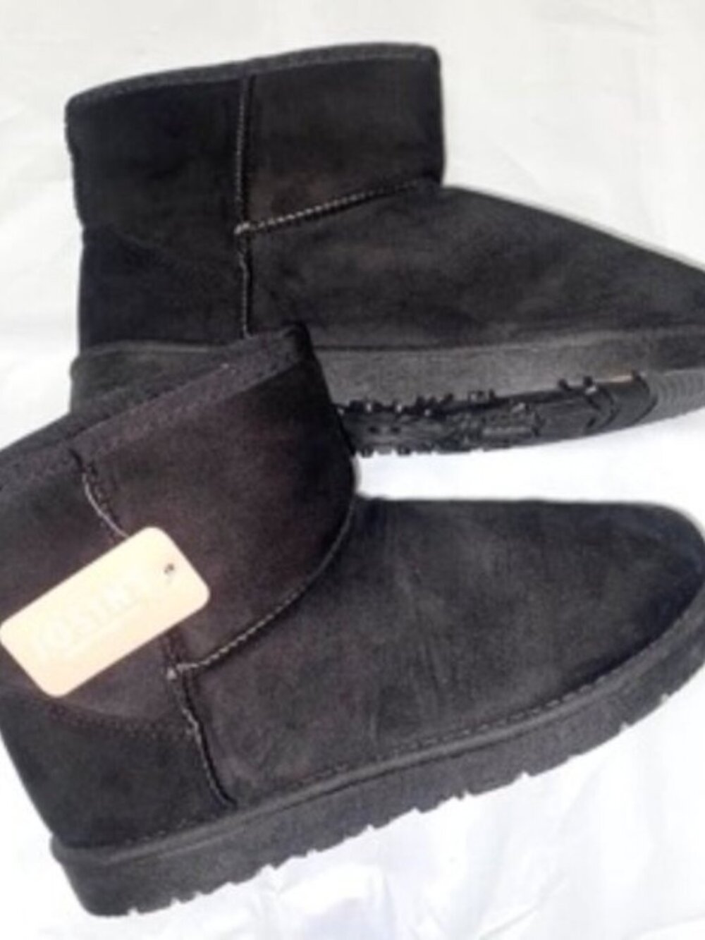 JOSINY Women's Snow Boots, Fur Lined Ankle Bootie Warm Short, Black Size 5